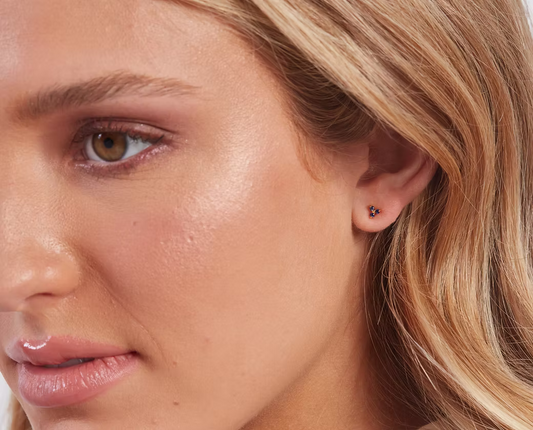 Sapphire Trinity Studs - Gold