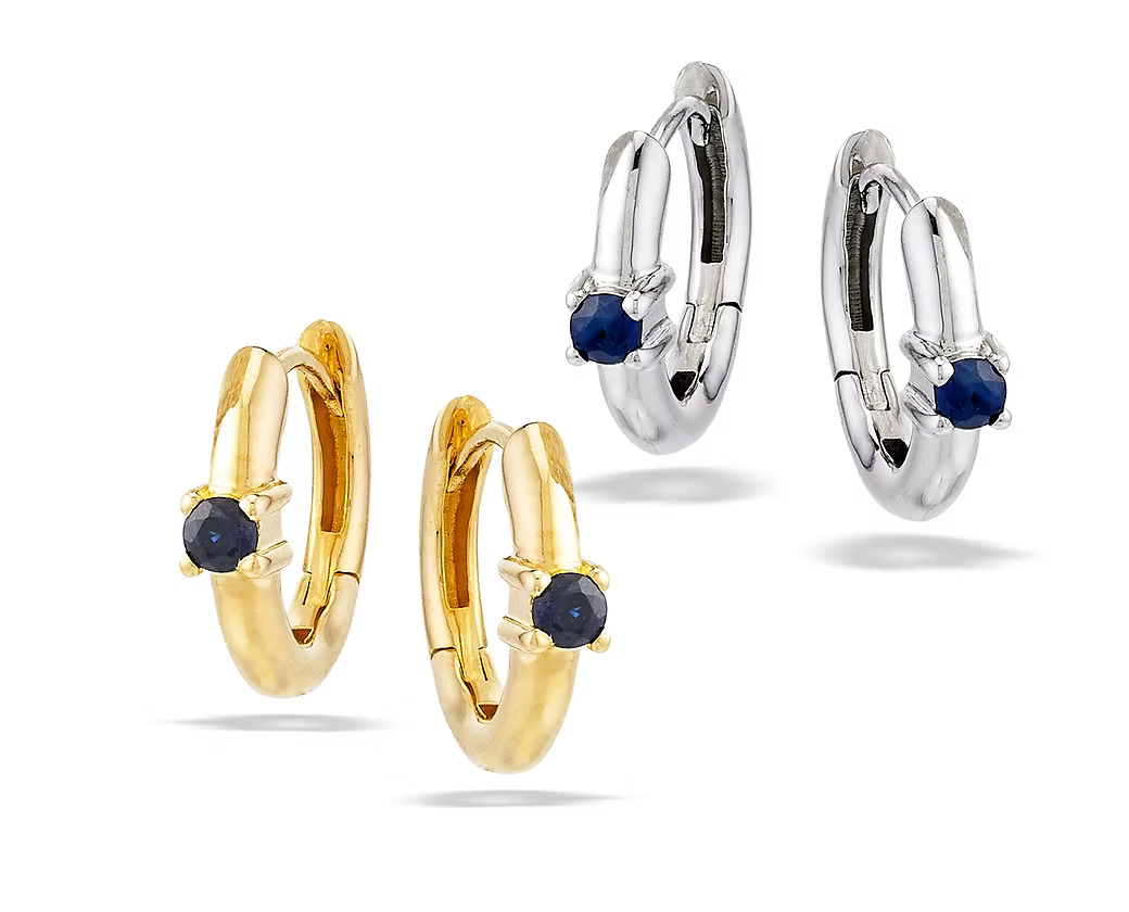 Elegant Sapphire Huggies - Gold