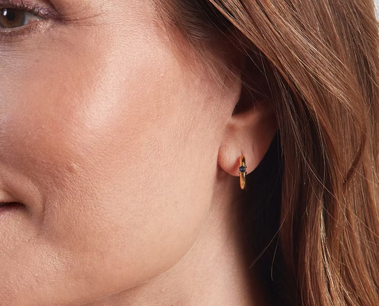 Elegant Sapphire Huggies - Gold