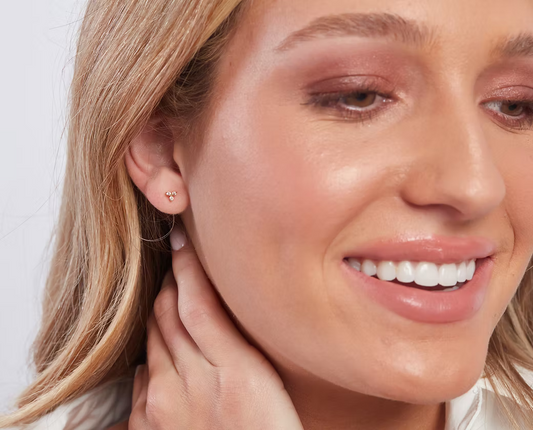 White Topaz Trinity Studs - Gold