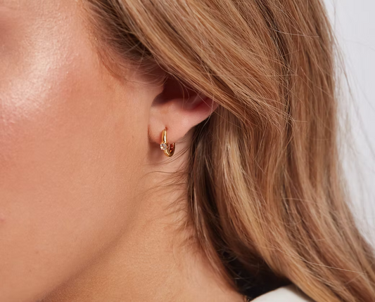 Elegant White Topaz Huggies - Gold