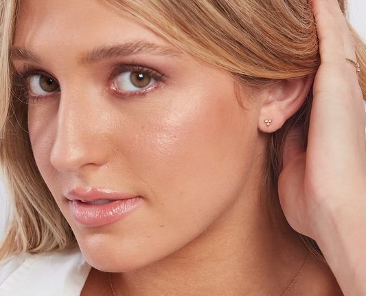 Mother of Pearl Trinity Studs - Gold