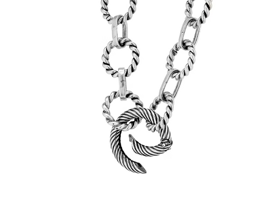 Twisted Silver Chain Link Necklace