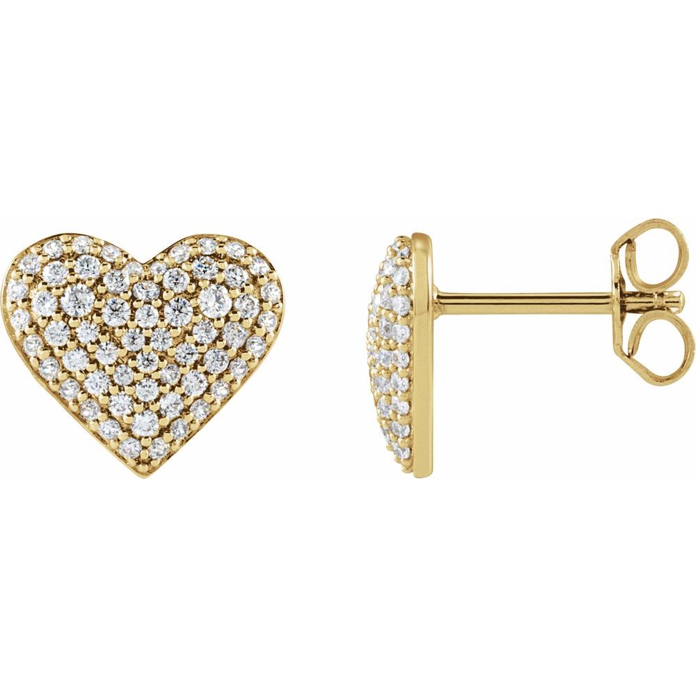 Heart of Gold Pavé Diamond Earrings - YG