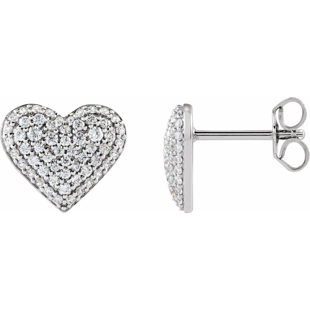 Heart of Gold Pavé Diamond Earrings - WG