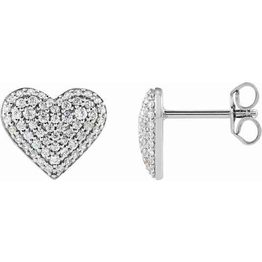 Heart of Gold Pavé Diamond Earrings - WG