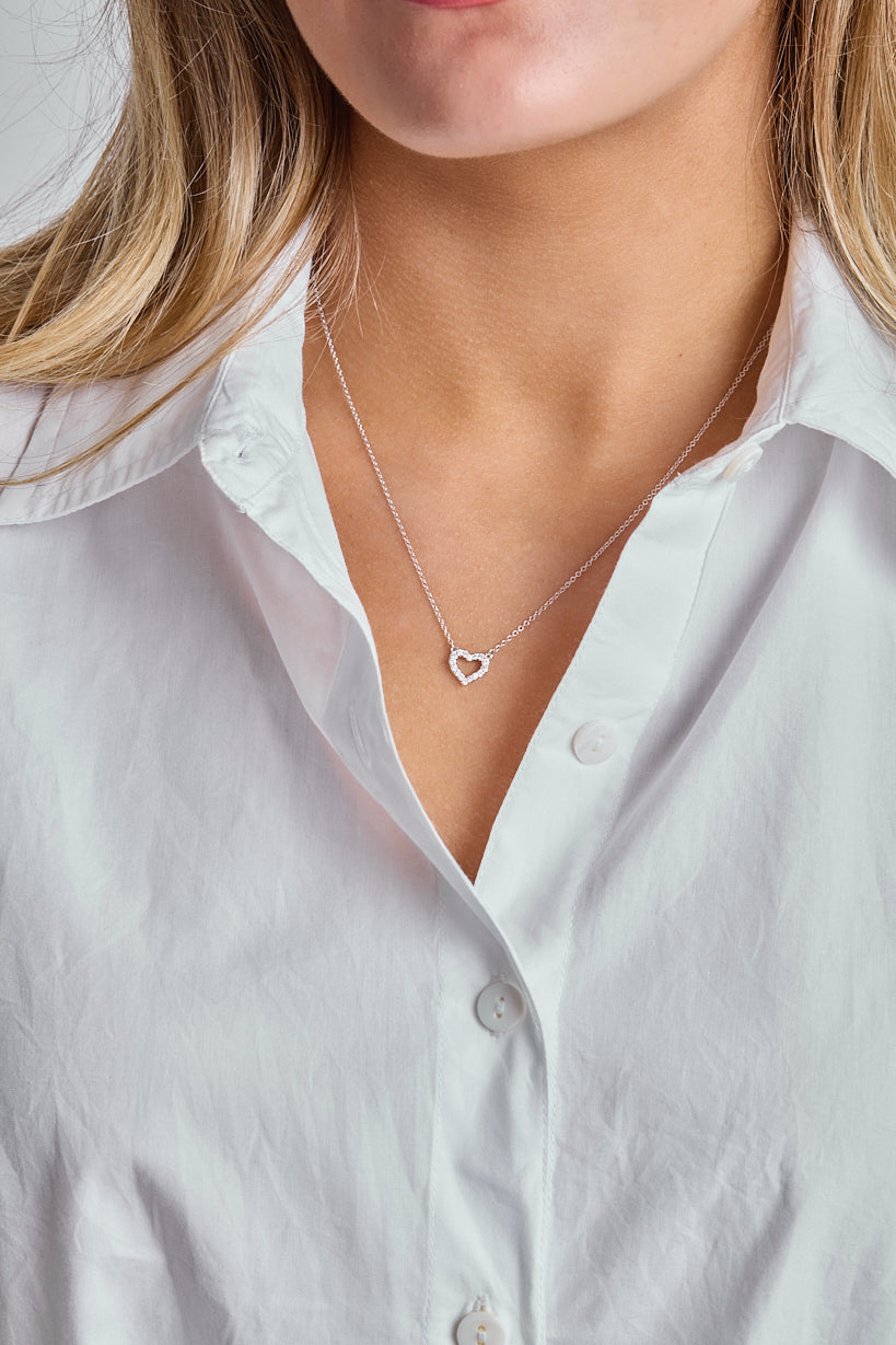 Medium Heart of Gold Diamond Necklace - WG