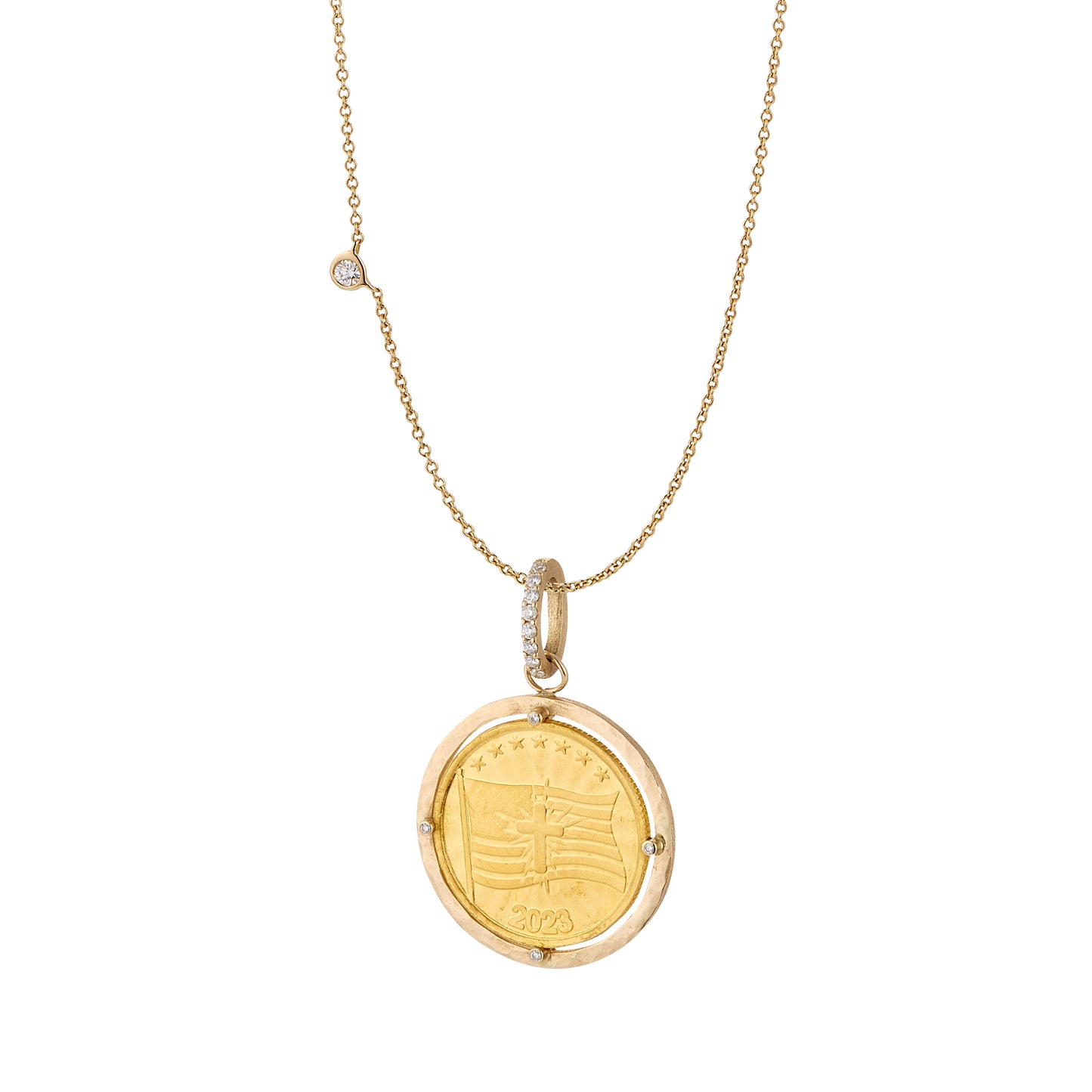 Hammered Bezel Gold Coin Pendant