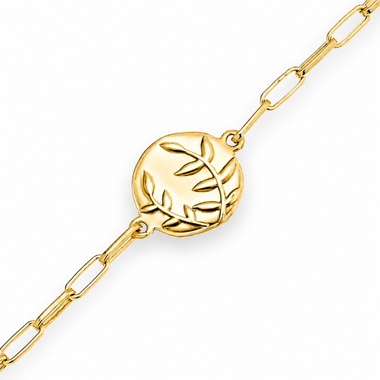 Olive Branch Bracelet - Polished Gold