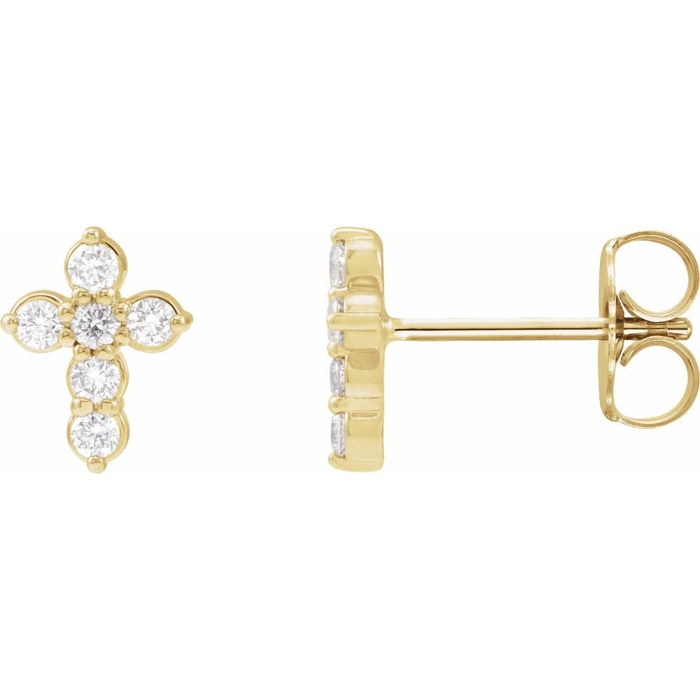 The Light Diamond Cross Studs - YG