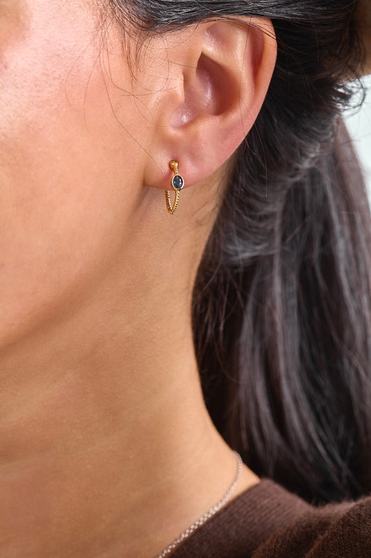 Sapphire Braided Hoops - Gold