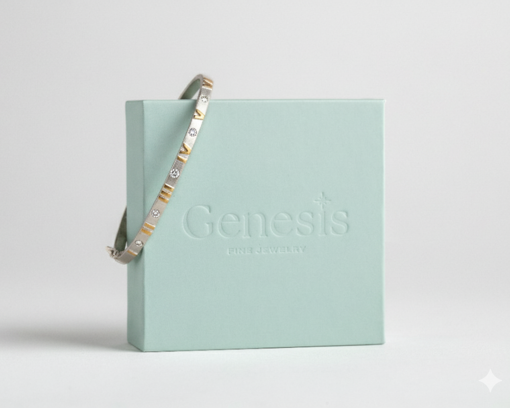 Ten Commandments Bangle With Diamonds