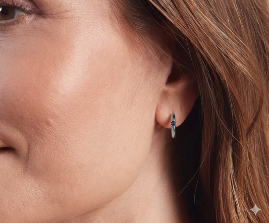 Elegant Sapphire Huggies - Silver