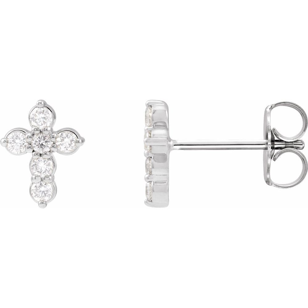 The Light Diamond Cross Studs - WG