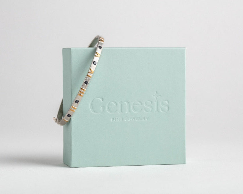 Ten Commandments Bangle With Sapphires