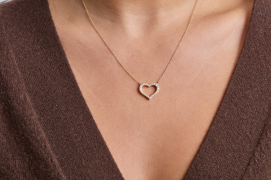 Large Heart of Gold Diamond Necklace - YG