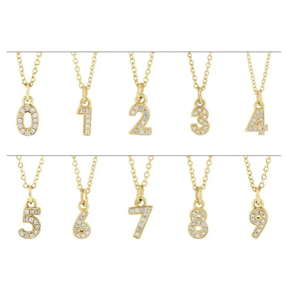 Natural Diamond Petite Pave Number Necklace