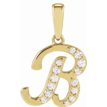 Script Diamond Initial Pendant