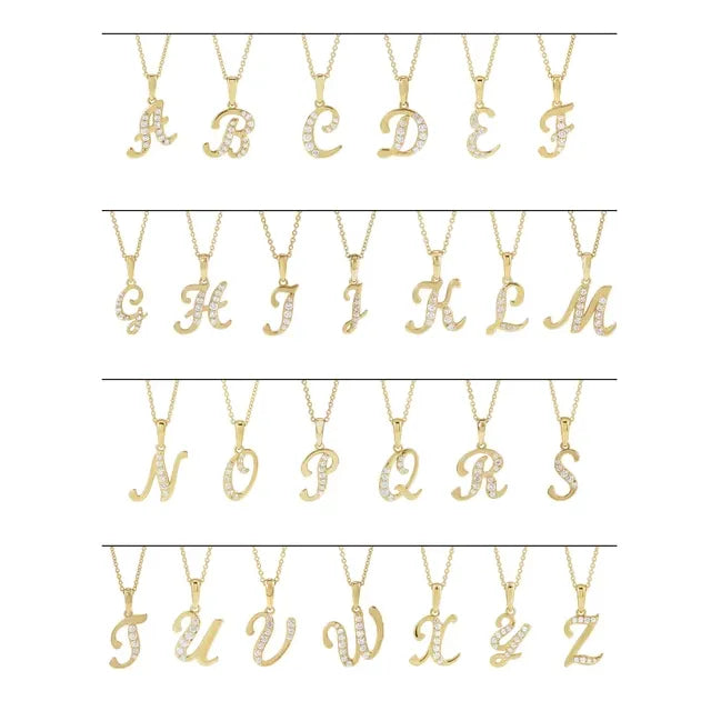 Script Diamond Initial Pendant