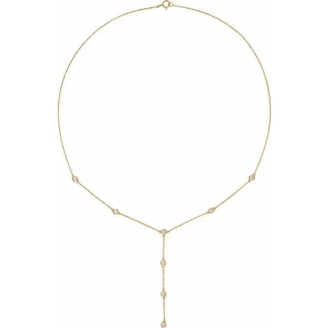 The Diamond Station Lariat Necklace - YG