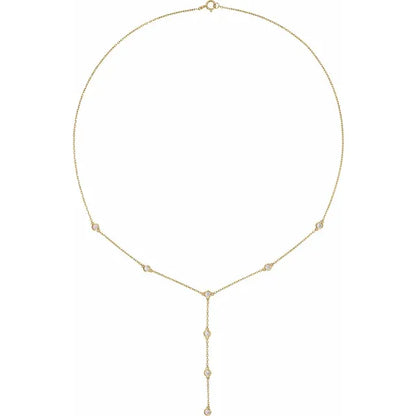 The Diamond Station Lariat Necklace - YG