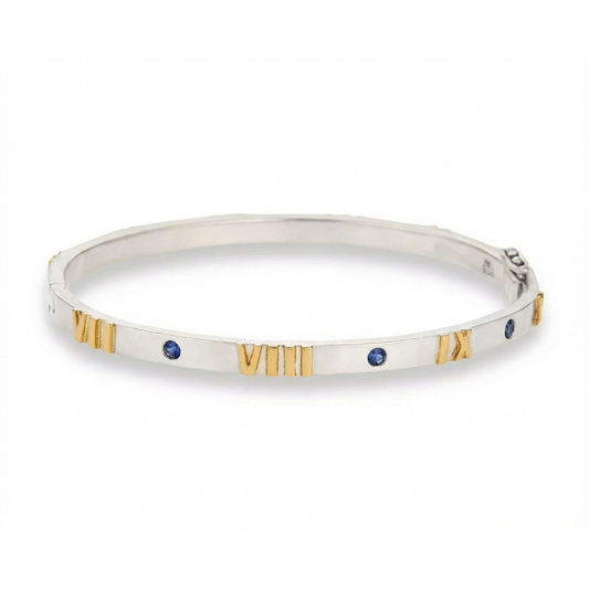 Ten Commandments Bangle With Sapphires