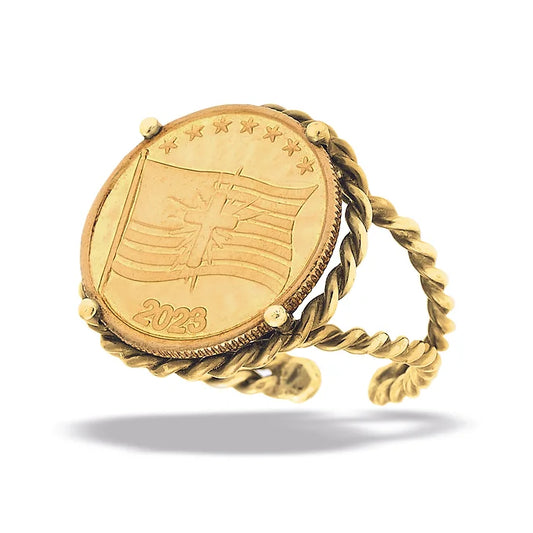Braided Gold Coin Ring