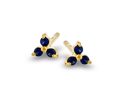 Sapphire Trinity Studs - Gold