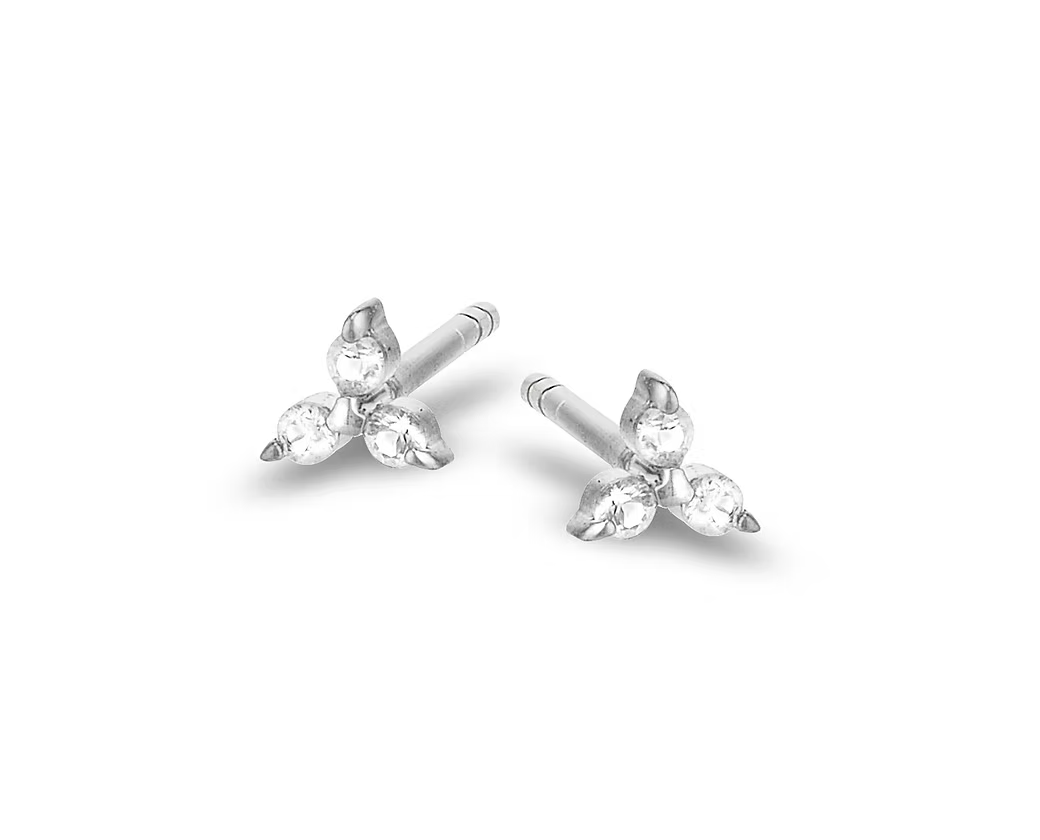 White Topaz Trinity Studs - Silver