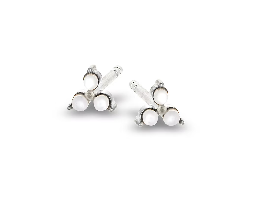 Mother of Pearl Trinity Studs - Silver