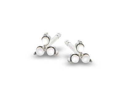 Mother of Pearl Trinity Studs - Silver