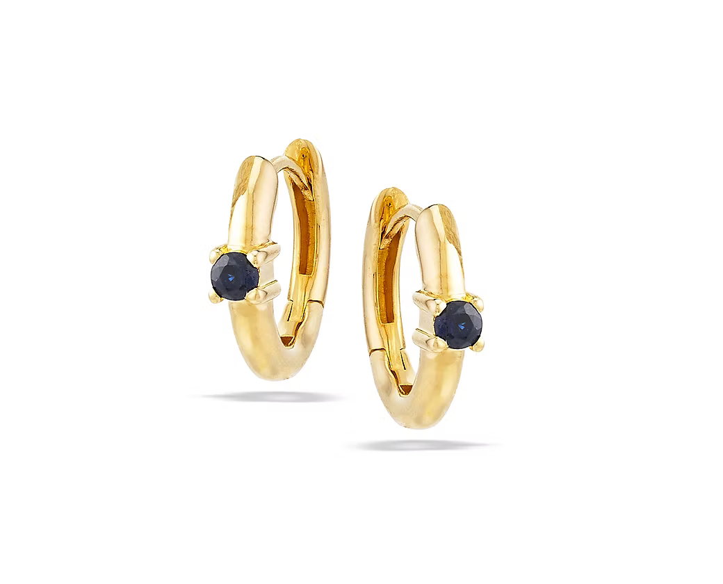 Elegant Sapphire Huggies - Gold