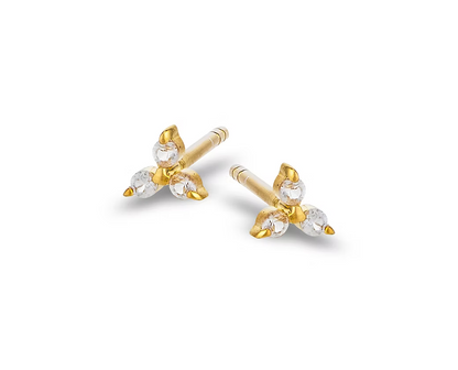 White Topaz Trinity Studs - Gold