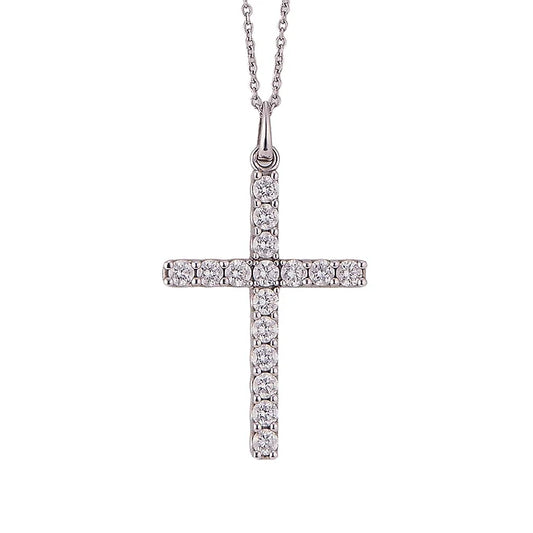 Extra Large Light Diamond Cross Necklace - WG