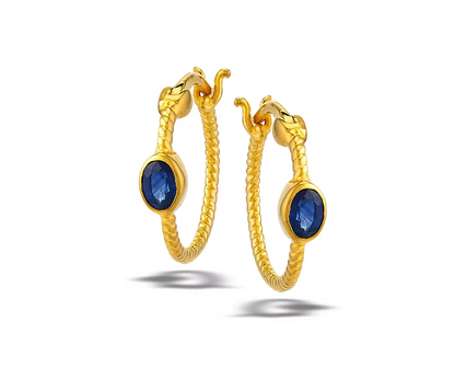 Sapphire Braided Hoops - Gold