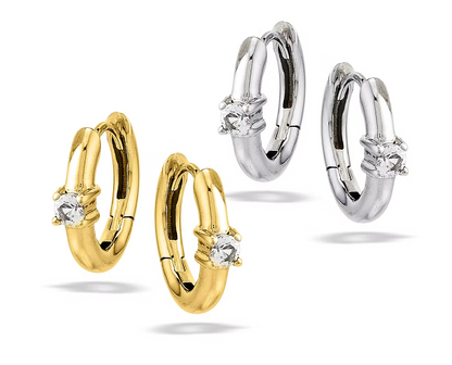 Elegant White Topaz Huggies - Gold