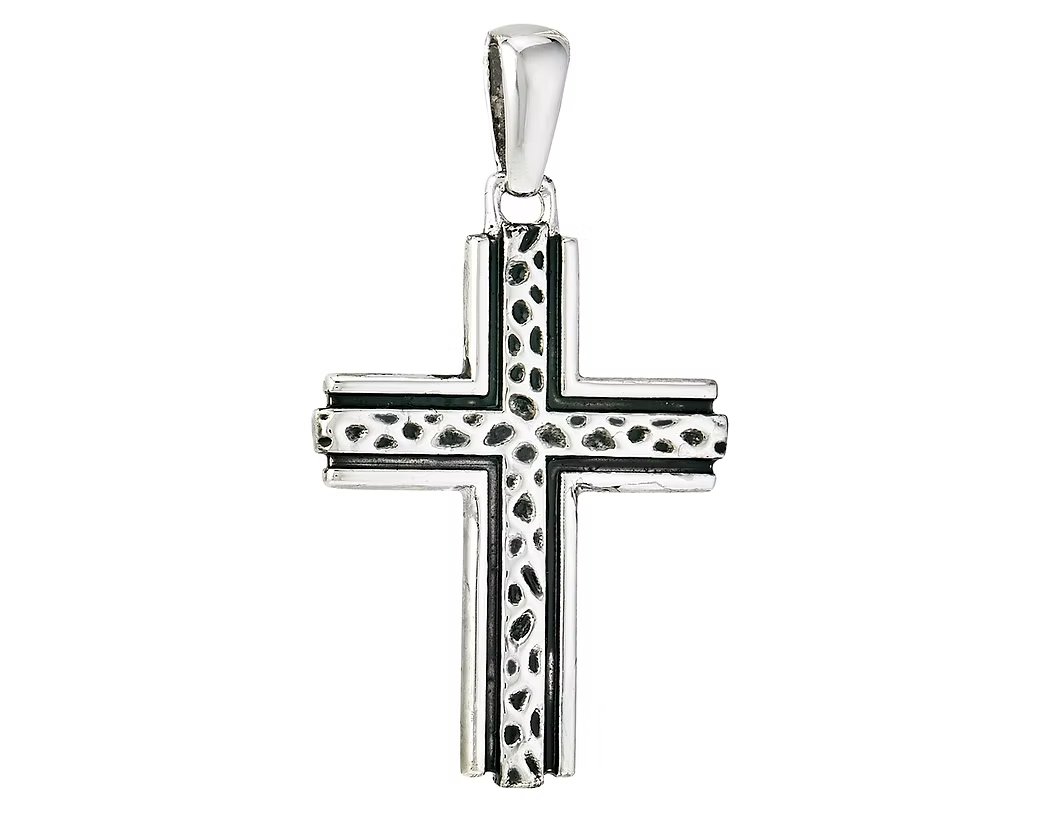 Classic Hammered Men's Cross Pendant