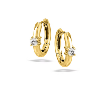 Elegant White Topaz Huggies - Gold