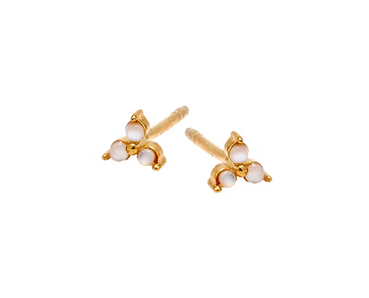 Mother of Pearl Trinity Studs - Gold