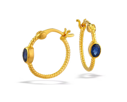 Sapphire Braided Hoops - Gold