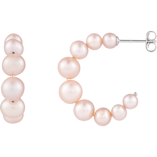 Pink Pearl Hoops