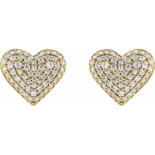 Heart of Gold Pavé Diamond Earrings - YG