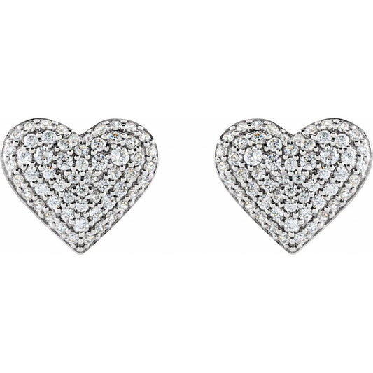 Heart of Gold Pavé Diamond Earrings - WG