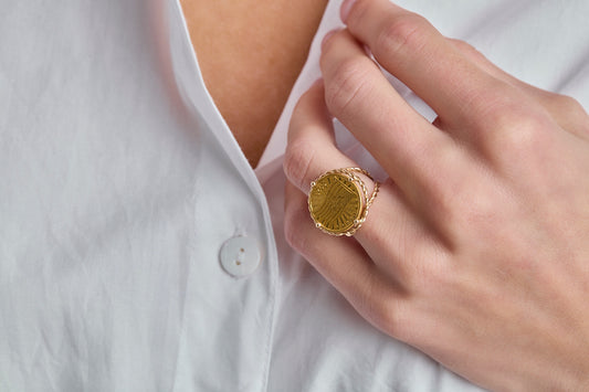 Braided Gold Coin Ring