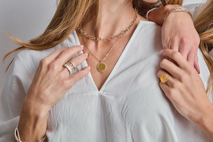 Diamond Bezel Gold Coin Pendant