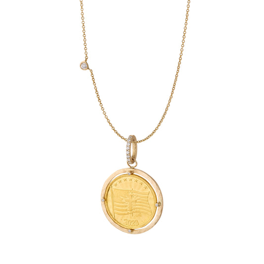 Hammered Bezel Gold Coin Pendant