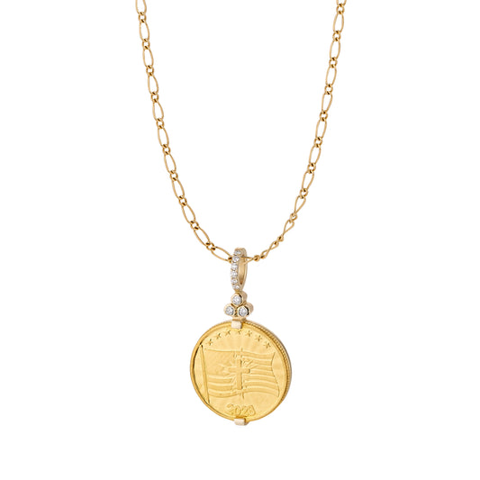 Diamond Trio Gold Coin Pendant