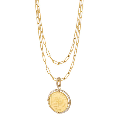 Diamond Bezel Gold Coin Pendant