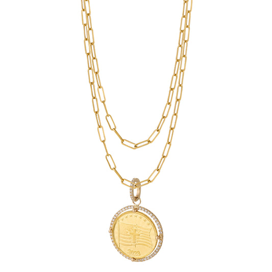 Diamond Bezel Gold Coin Pendant