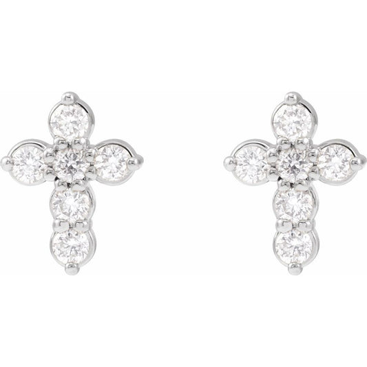 The Light Diamond Cross Studs - WG
